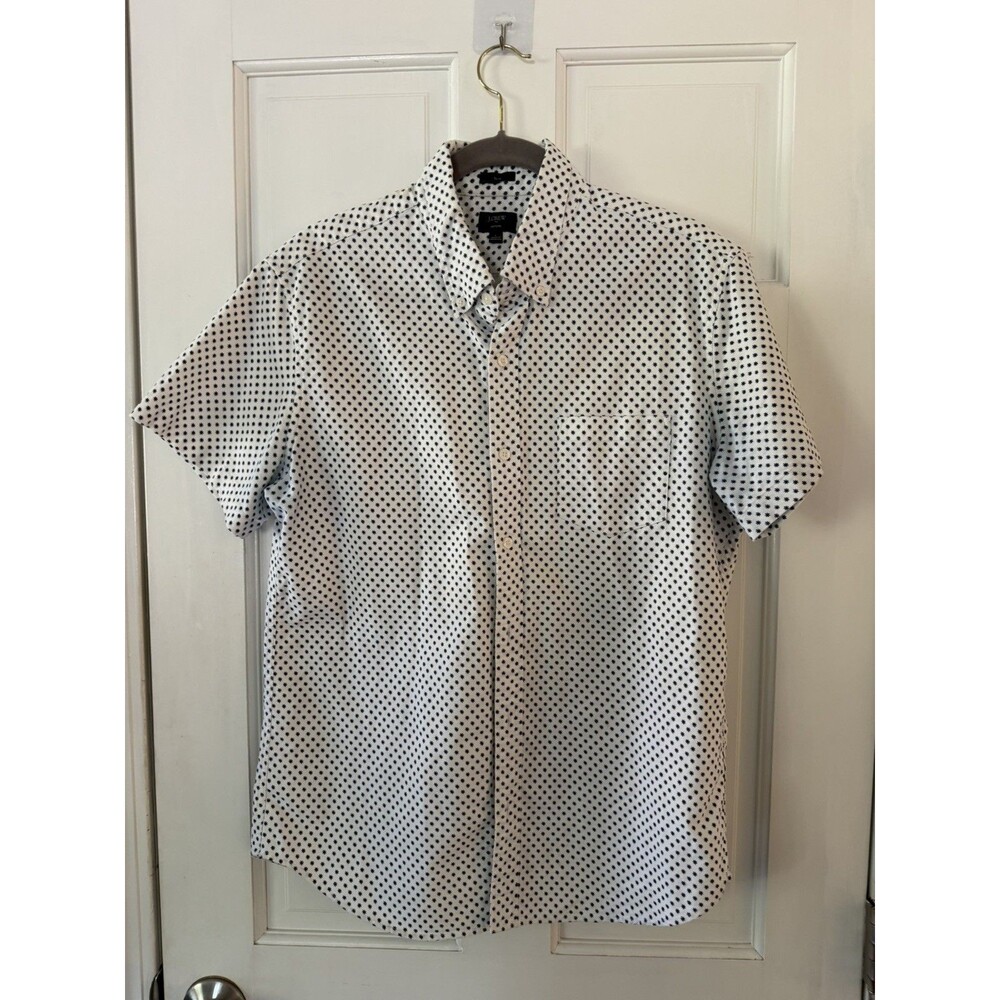 J.Crew Mens Slim Fit Button Down Short Sleeve Shirt Stars Print Size L Rare